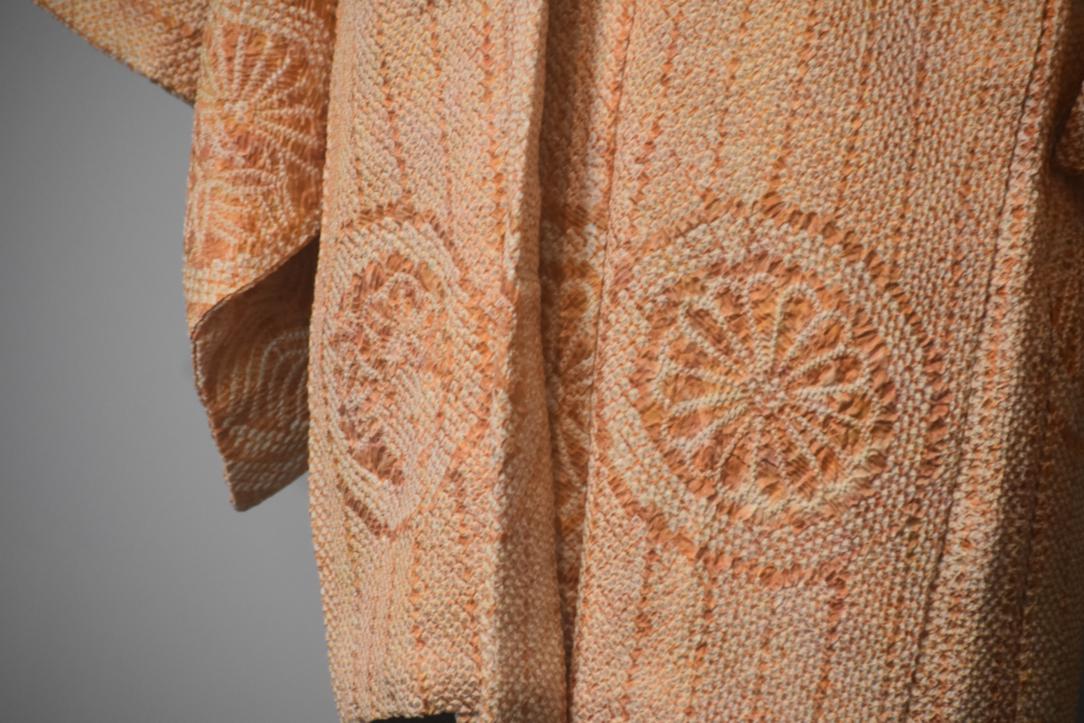 Orange Shibori Silk Vintage Japanese Haori Jacket - Image 7