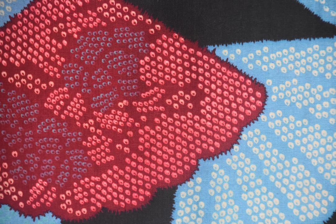 Rare Blue & Red Fan Silk Vintage Haori Jacket - Image 2