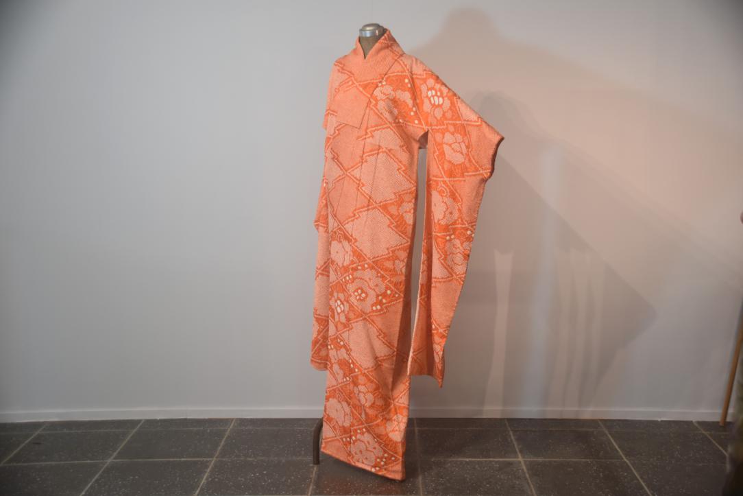 Orange Shibori Coming of Age Silk Vintage Furisode Kimono - Image 4