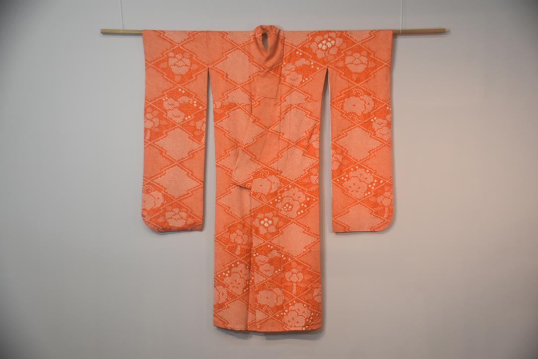 Orange Shibori Coming of Age Silk Vintage Furisode Kimono