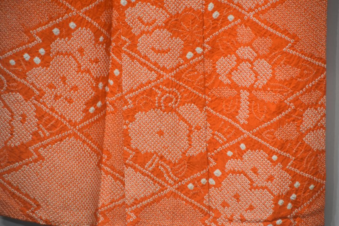 Orange Shibori Coming of Age Silk Vintage Furisode Kimono - Image 2