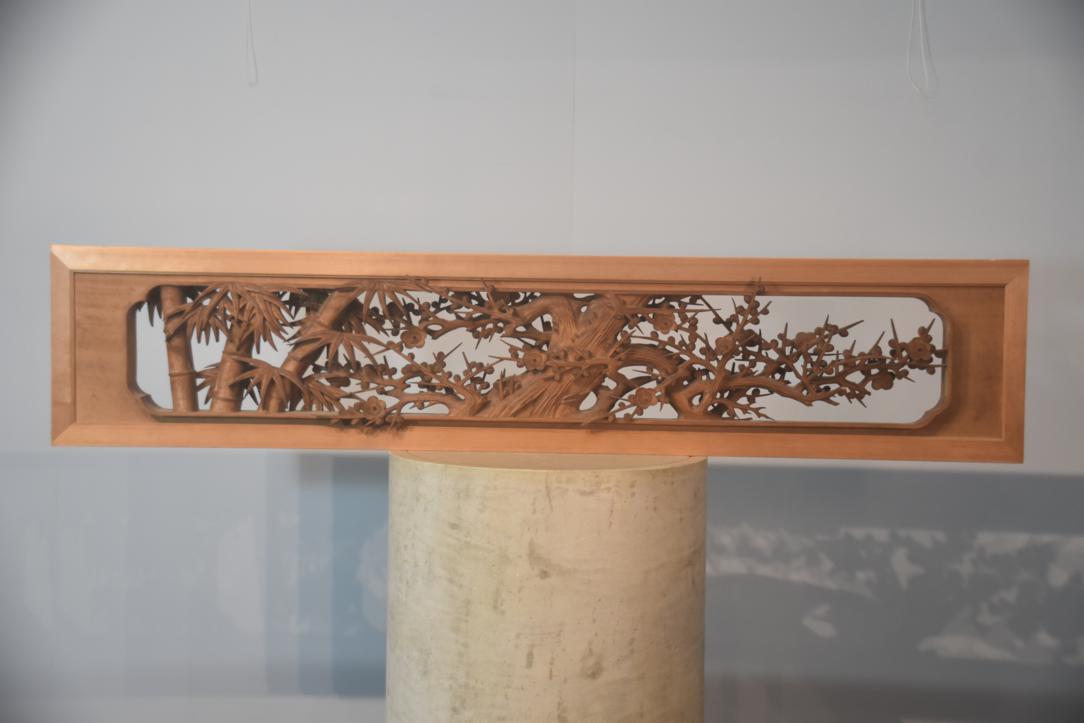 Japanese Carved Wooden Rama Transom Width:1800mm