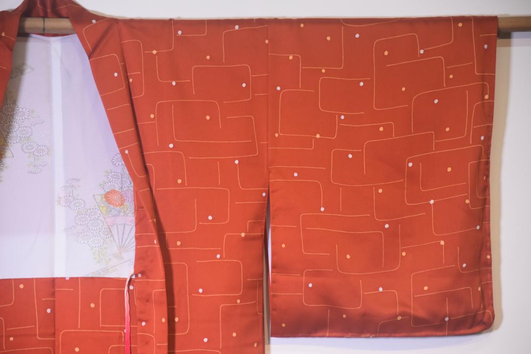 Rich Rust Geometric Vintage Haori Jacket - Image 6
