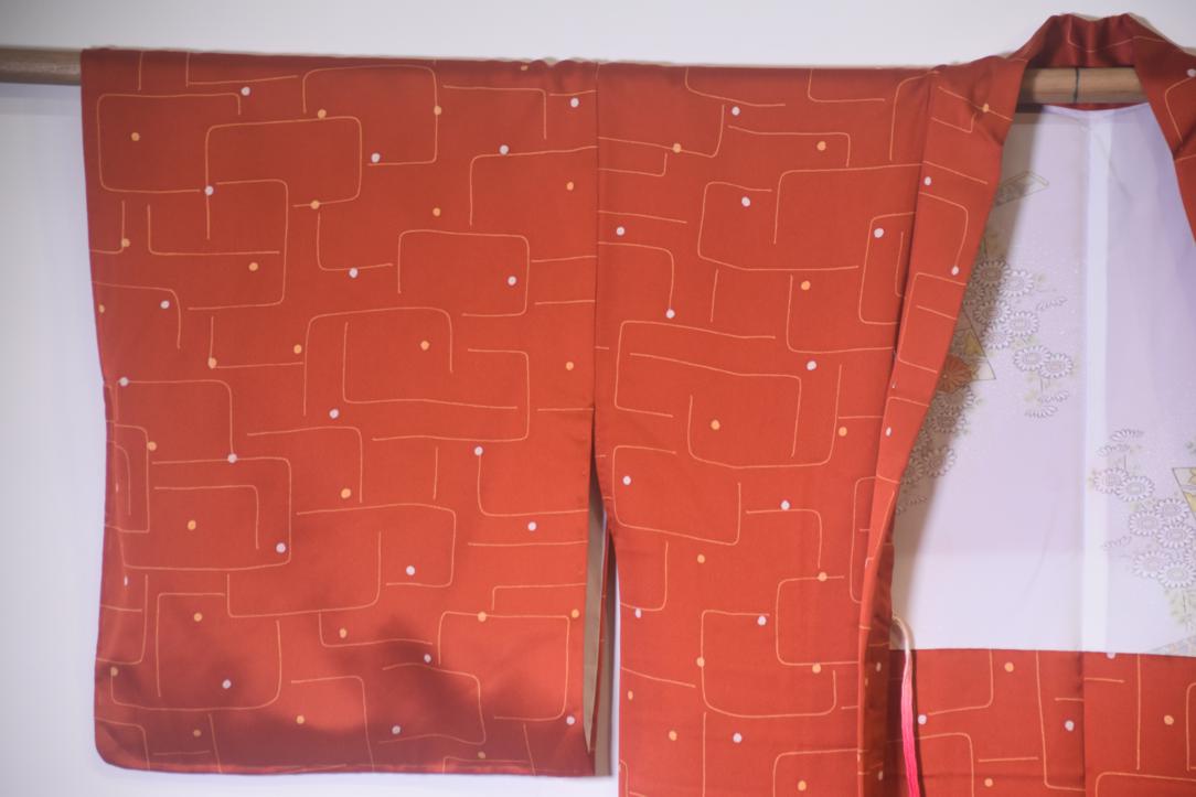 Rich Rust Geometric Vintage Haori Jacket - Image 5