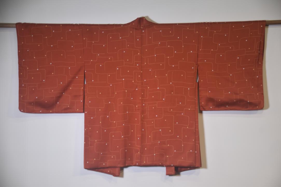 Rich Rust Geometric Vintage Haori Jacket - Image 4