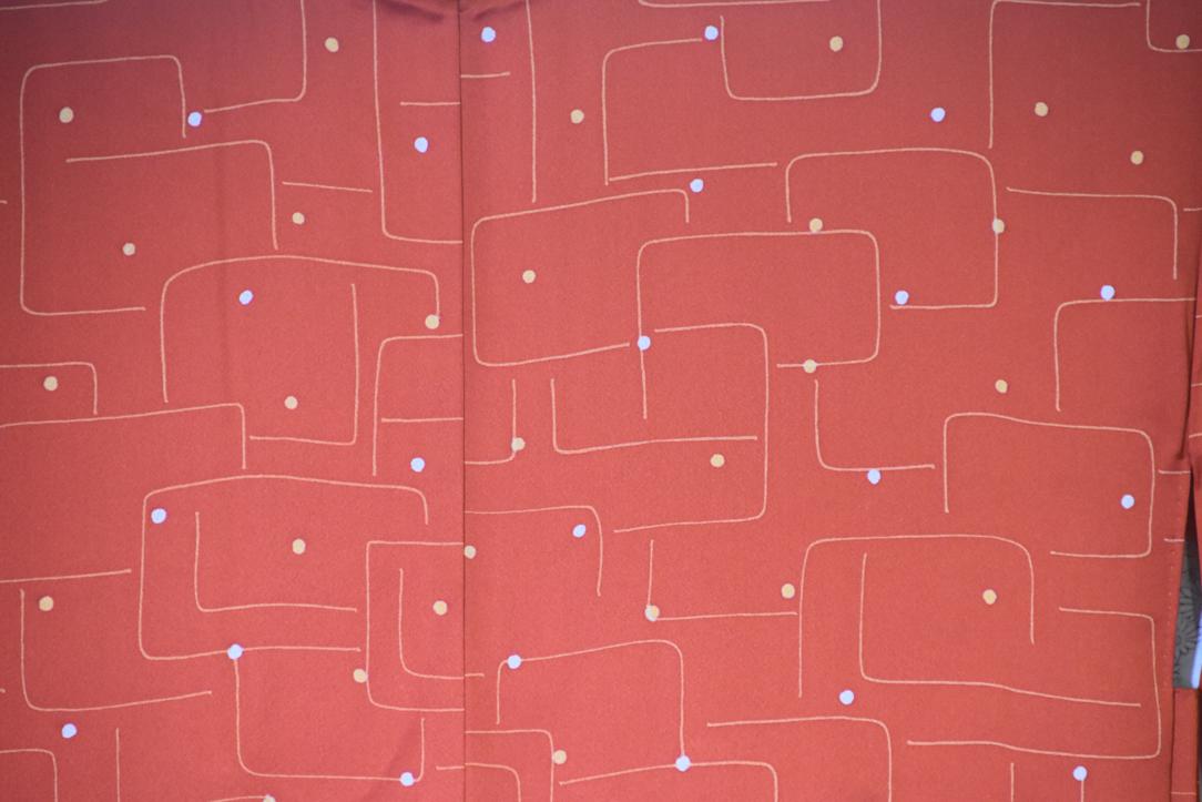 Rich Rust Geometric Vintage Haori Jacket - Image 3