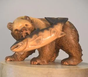 Carved Wooden Hokkaido Bear Width:500mm