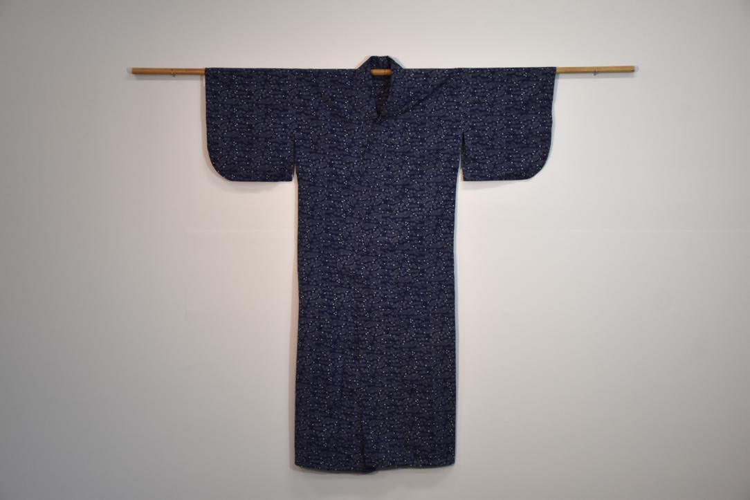 Navy & White Fans & Stars Vintage Japanese Cotton Yukata