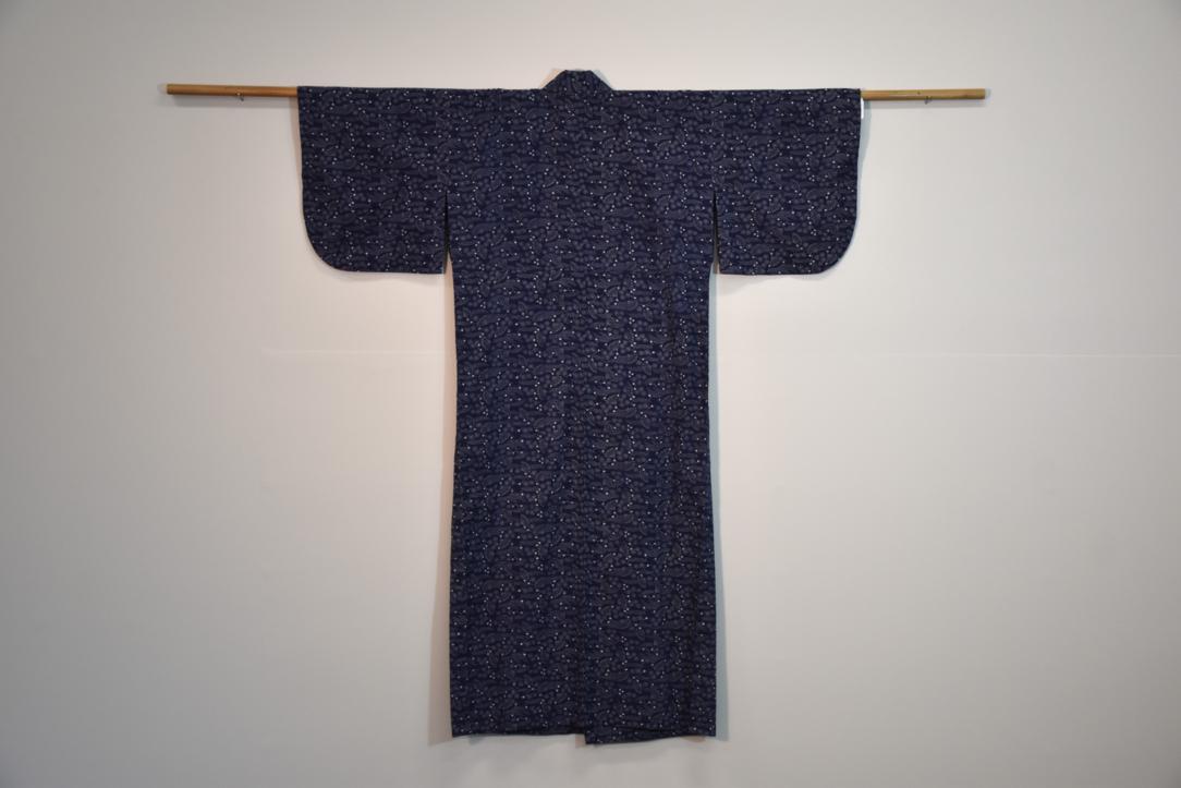 Navy & White Fans & Stars Vintage Japanese Cotton Yukata - Image 4