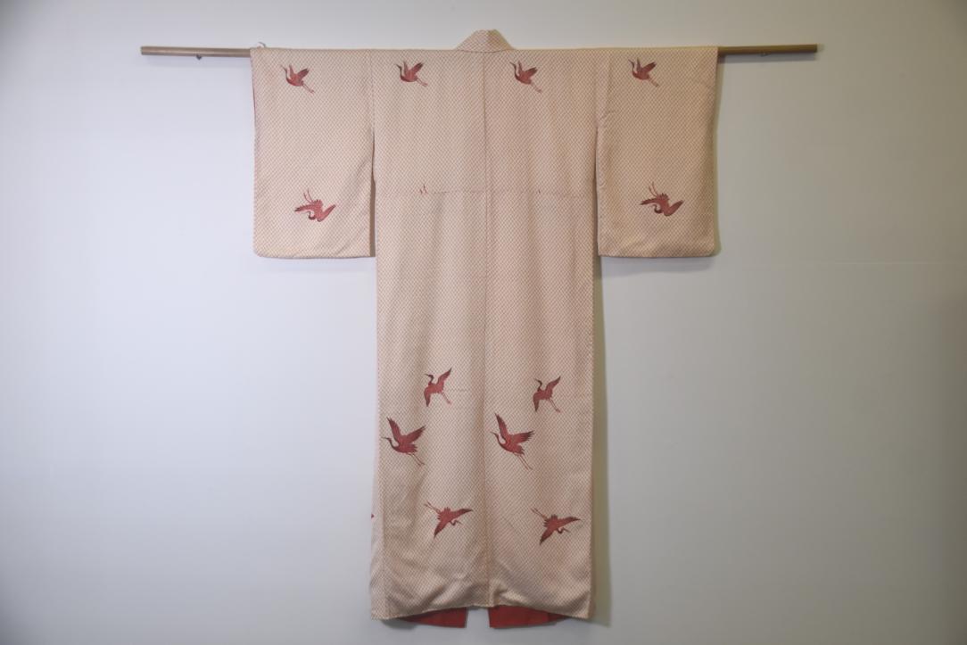 Cranes in Flight Japanese Silk Kimono