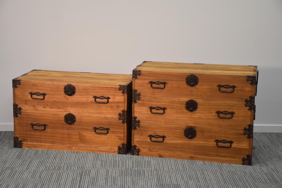 Japanese Antique 2 Section Clothing Chest Width:900mm. - Image 5