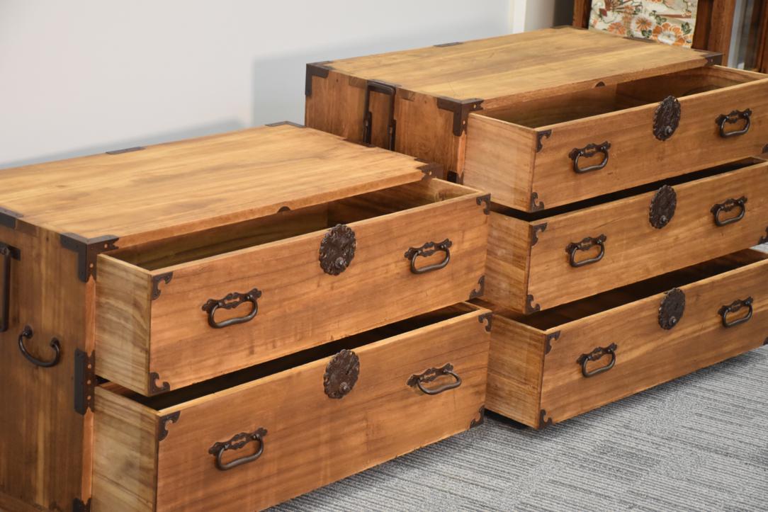 Japanese Antique 2 Section Clothing Chest Width:900mm. - Image 6