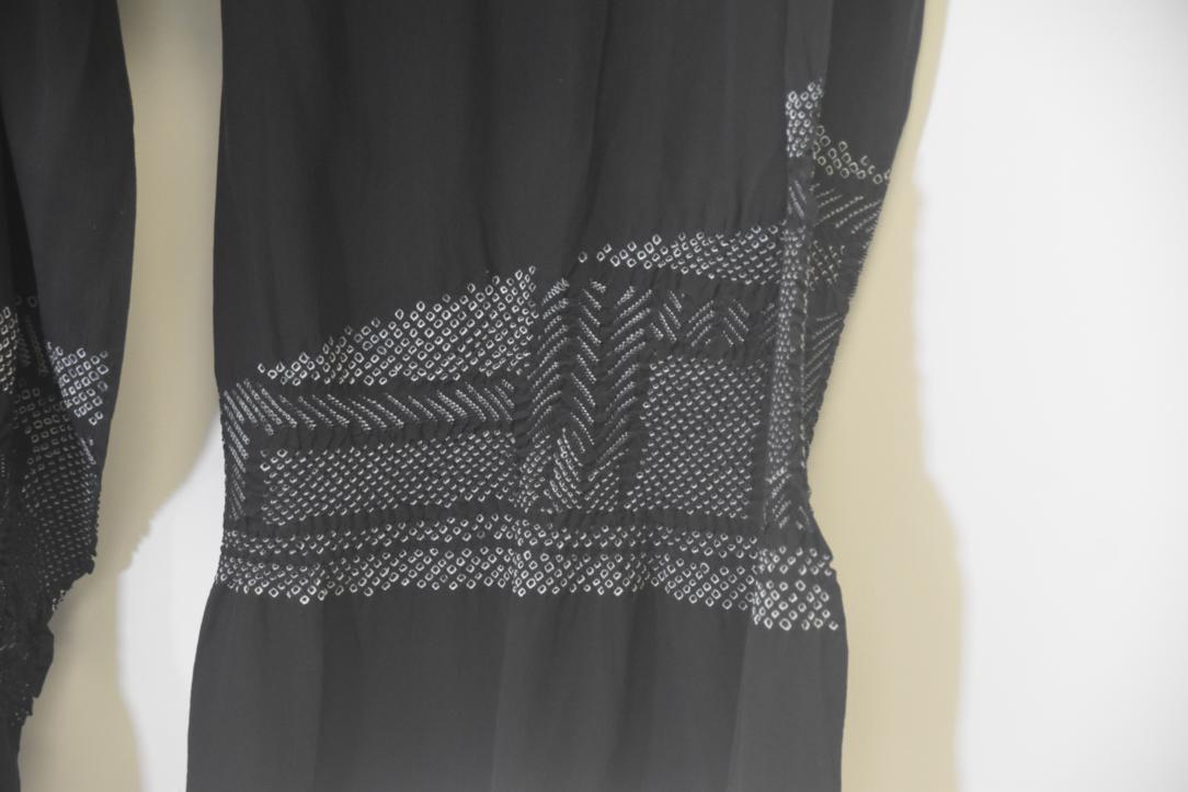Man's Shibori Obi Black Silk Long Sash Length: 2140mm - Image 2