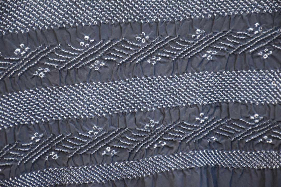 Man's Navy Blue Shibori Obi Silk Long Sash Length:4200mm - Image 2