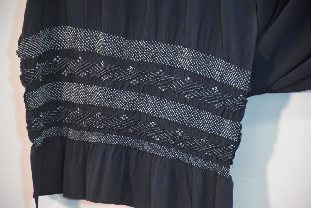 Man's Navy Blue Shibori Obi Silk Long Sash Length:4200mm - Image 3