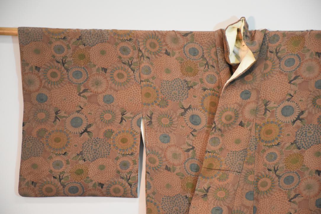 Plum Wine Floral Japanese Silk Kimono - Image 3
