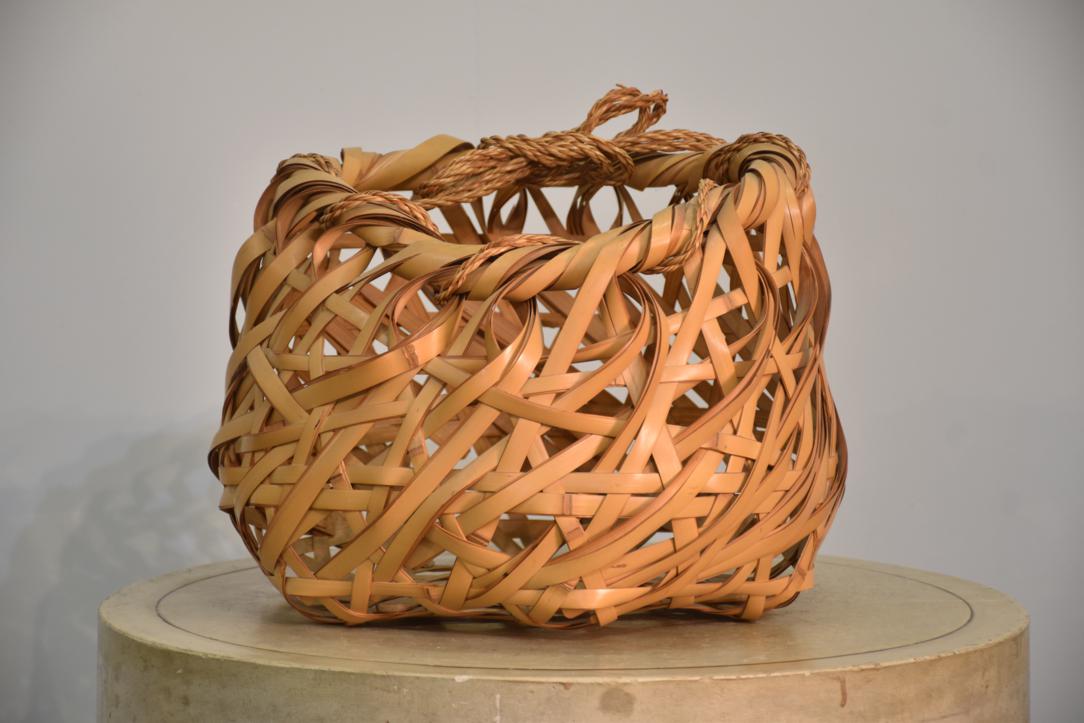 Japanese Ikebana Vase Basket from Japan dated circa 1950's