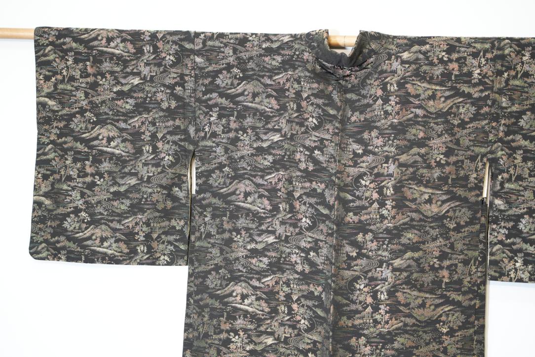 Japanese Metallic Maze Silk Shibori Vintage Haori Jacket - Image 3