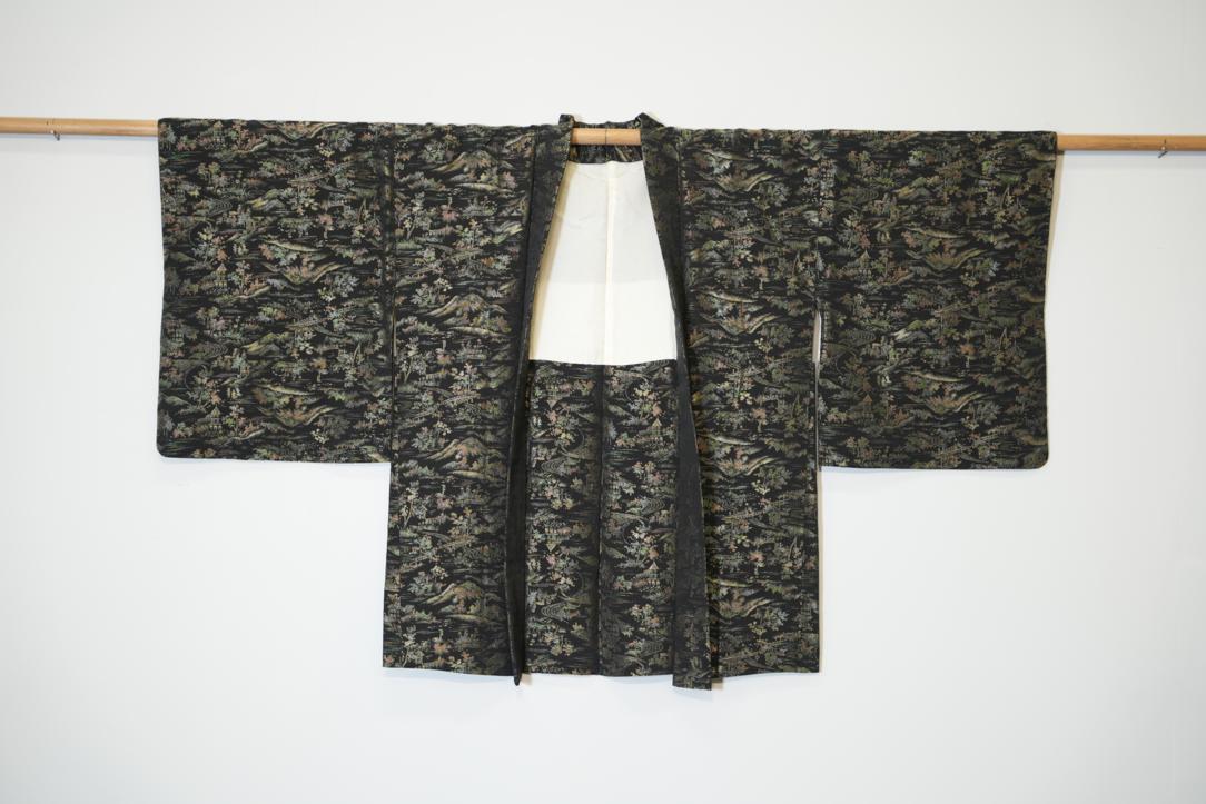 Japanese Metallic Maze Silk Shibori Vintage Haori Jacket - Image 6