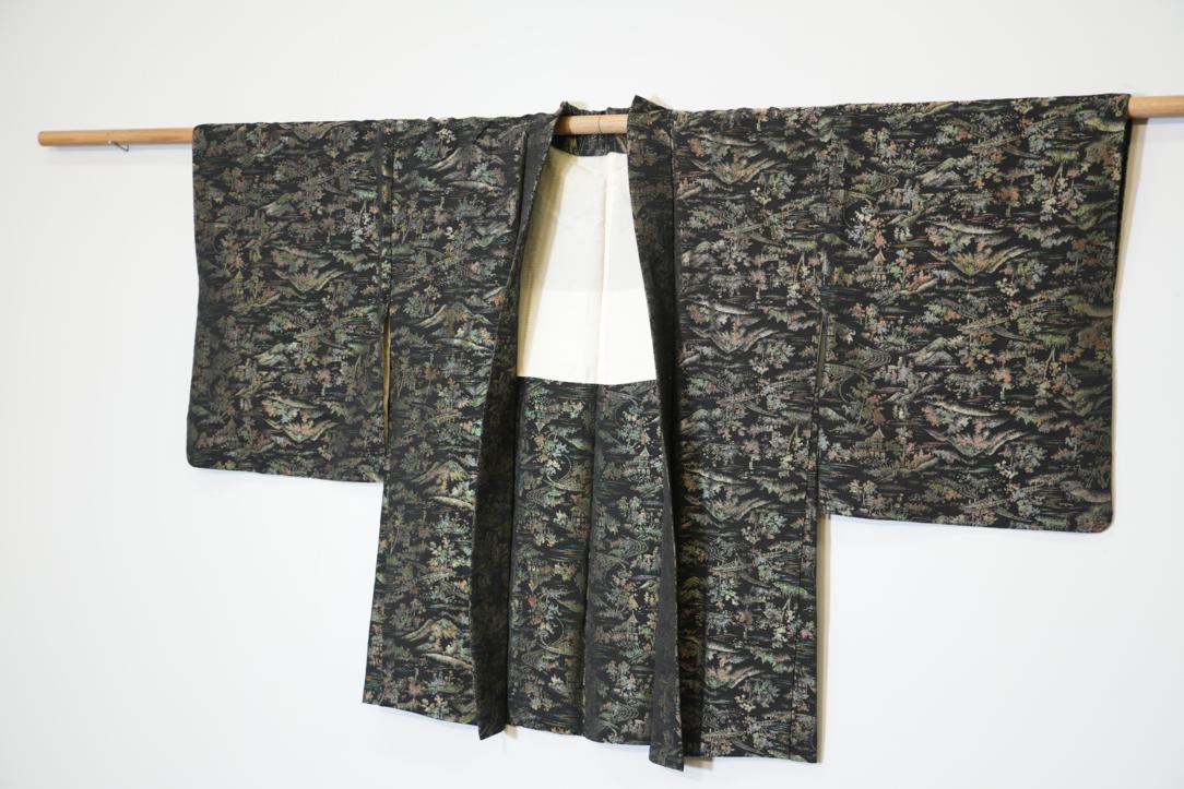 Japanese Metallic Maze Silk Shibori Vintage Haori Jacket - Image 4