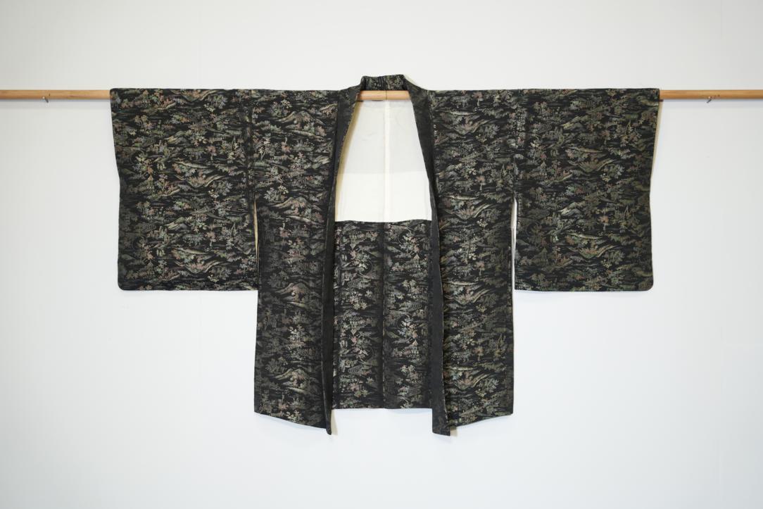 Japanese Metallic Maze Silk Shibori Vintage Haori Jacket