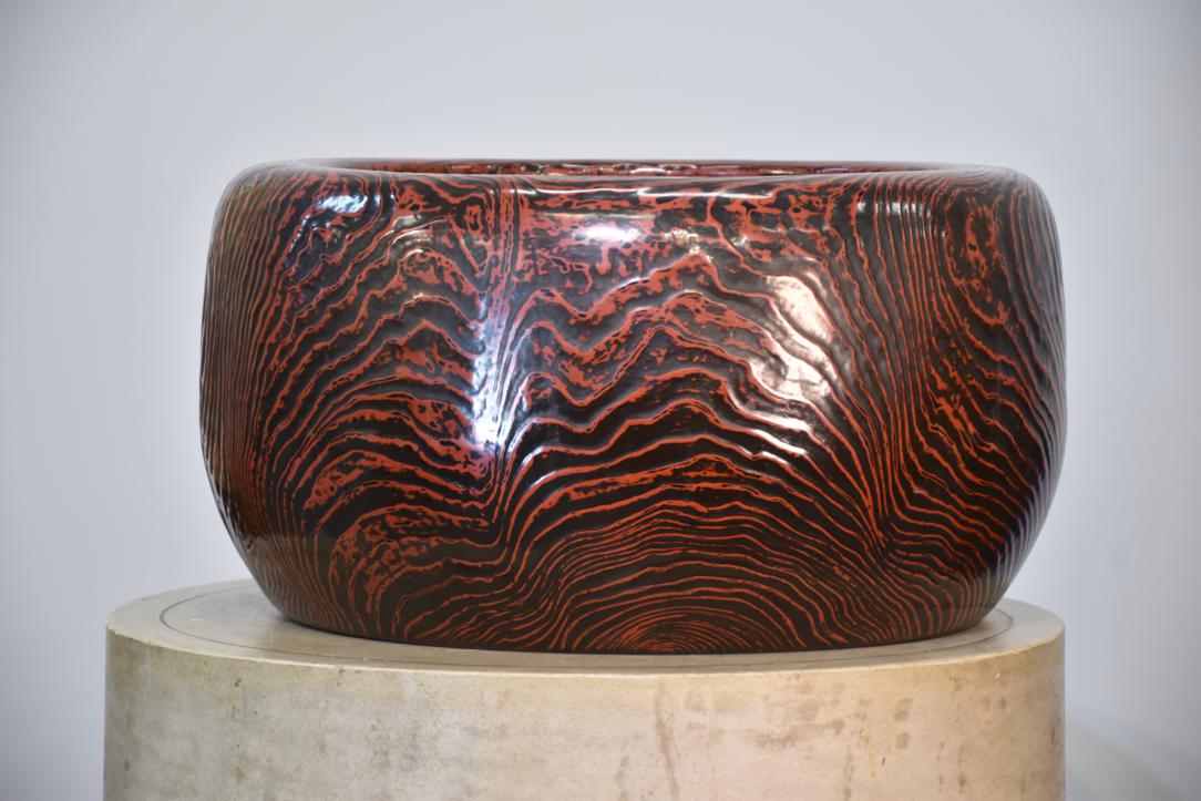 Japanese Negoro Lacquered Hibachi C:1900