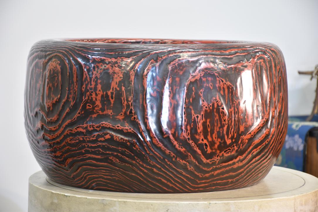 Japanese Negoro Lacquered Hibachi C:1900
