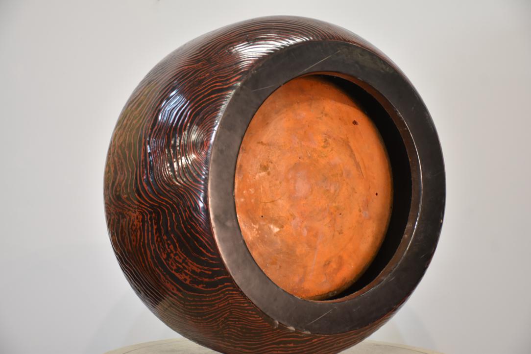 Japanese Negoro Lacquered Hibachi C:1900