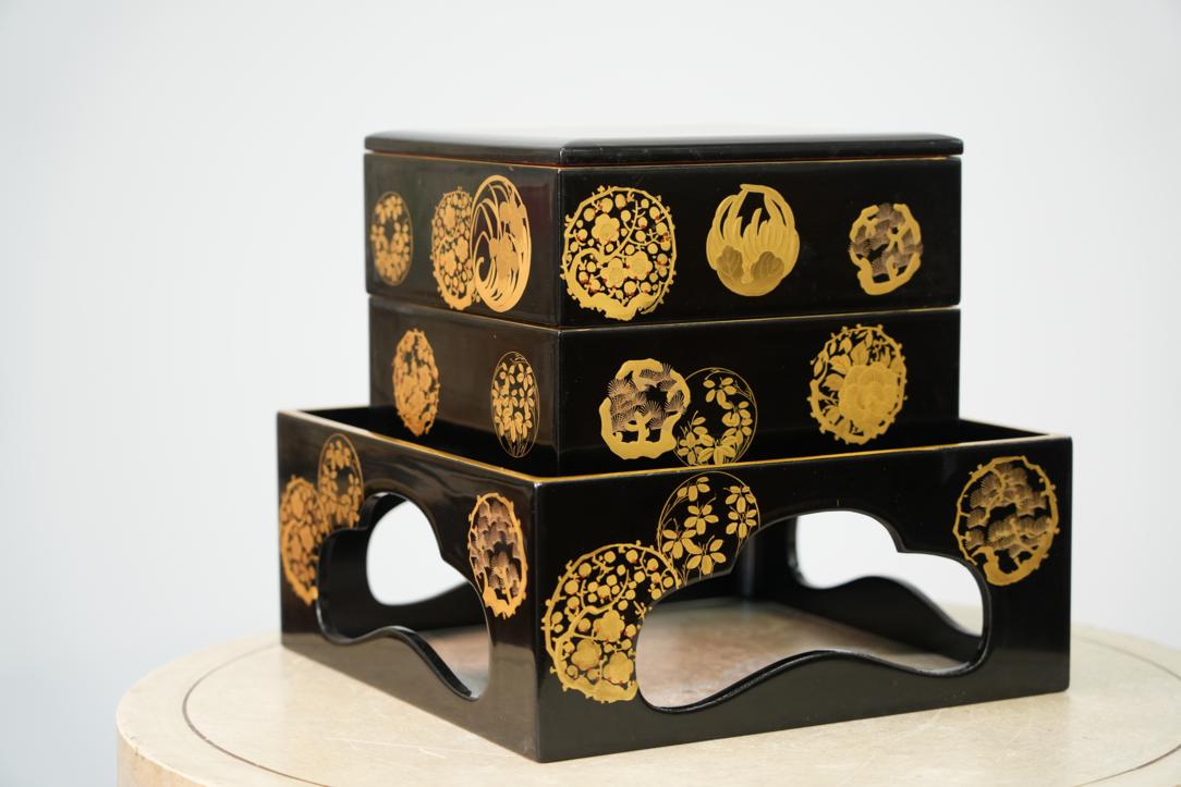 Japanese Black Lacquered Jubako Width:320mm - Image 4