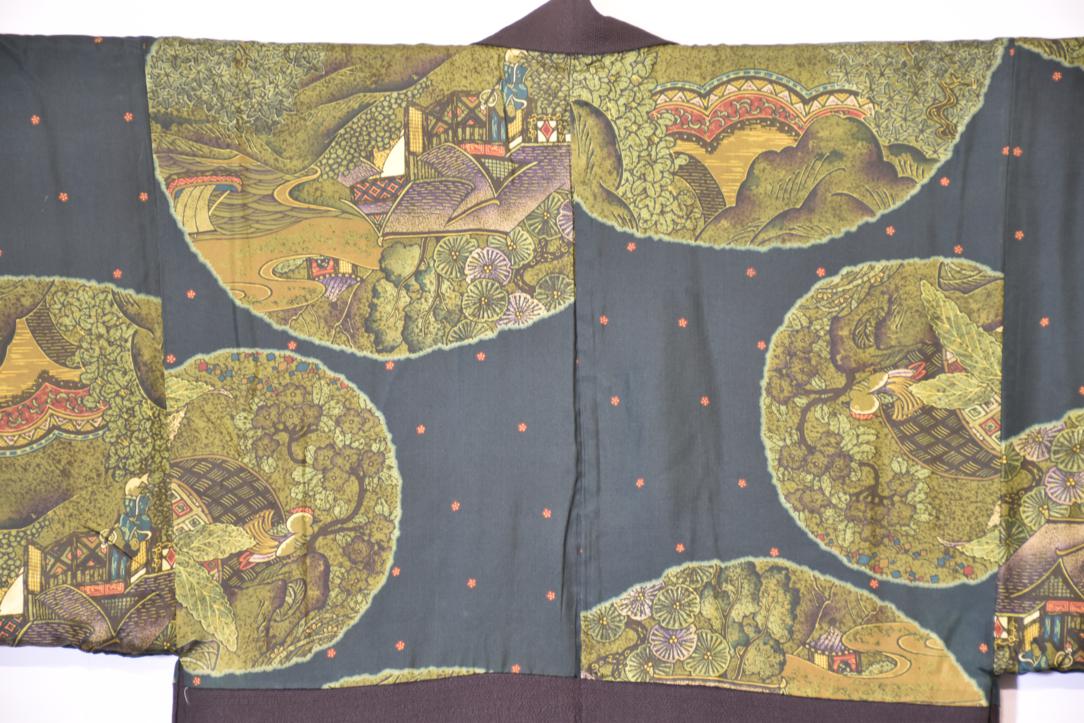 Japanese Vintage Man's Silk Haori Jacket
