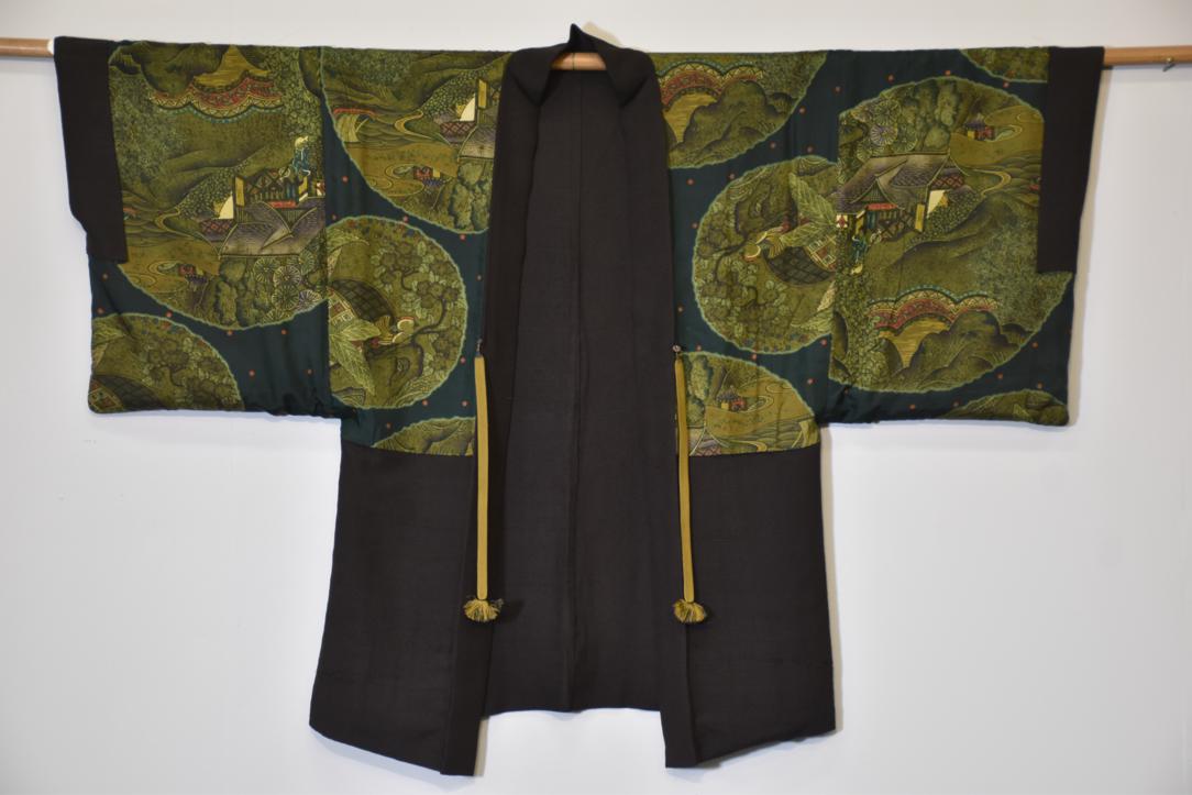 Japanese Vintage Man's Silk Haori Jacket