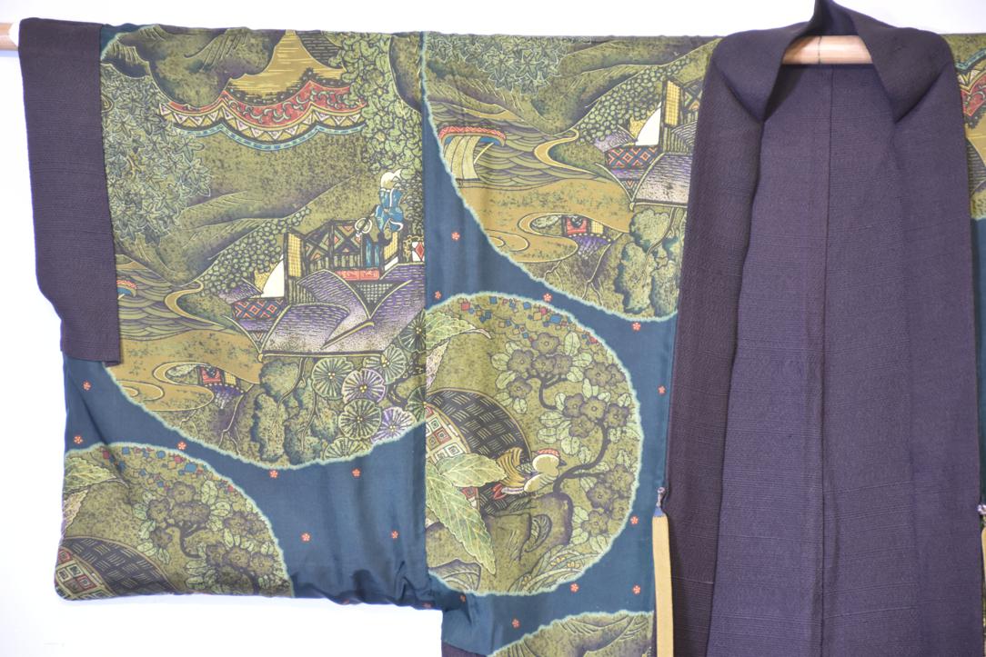 Japanese Vintage Man's Silk Haori Jacket