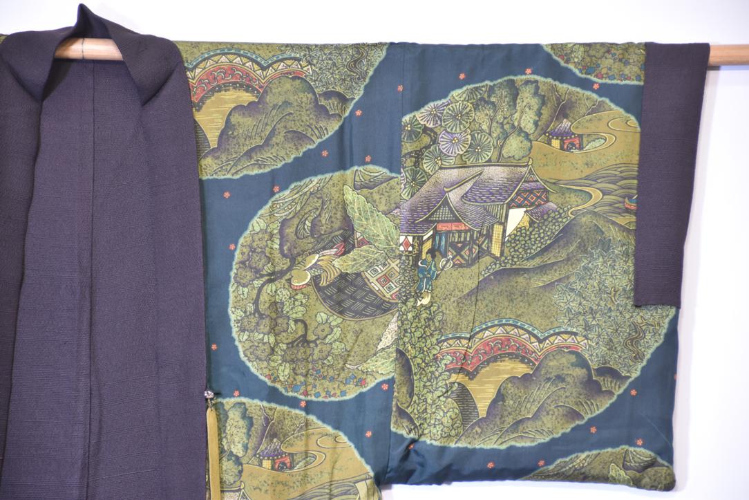 Japanese Vintage Man's Silk Haori Jacket