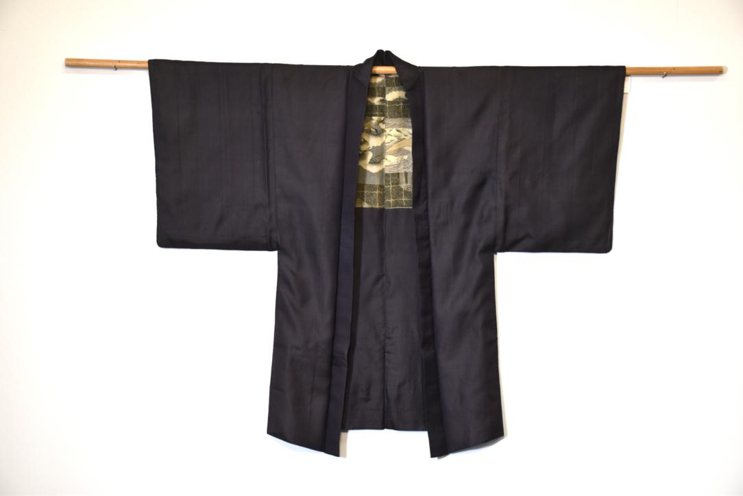 Japanese Landscapes Black Silk Man's Haori