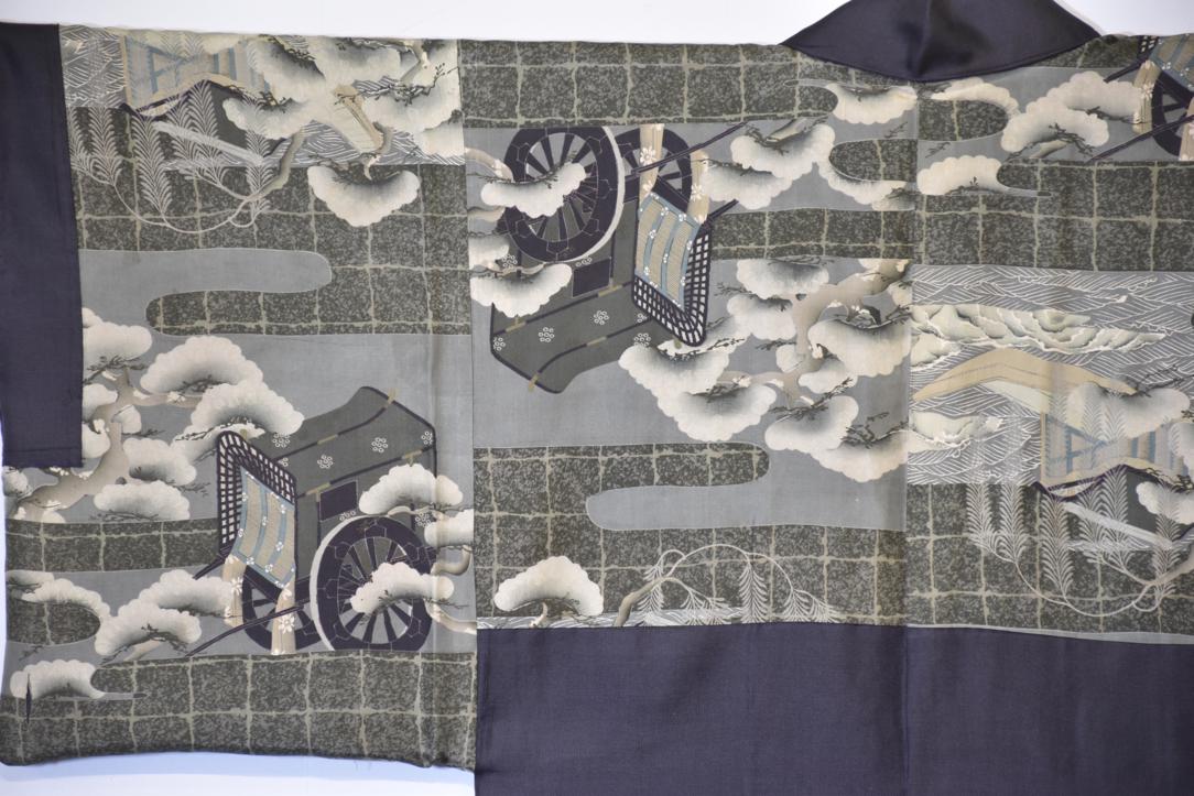 Japanese Landscapes Black Silk Man's Haori - Image 8