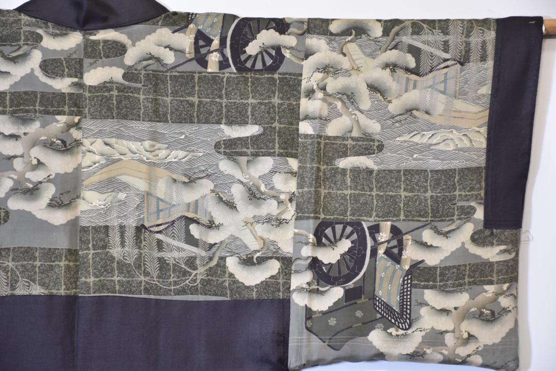Japanese Landscapes Black Silk Man's Haori - Image 9
