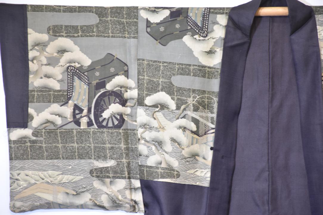 Japanese Landscapes Black Silk Man's Haori - Image 5