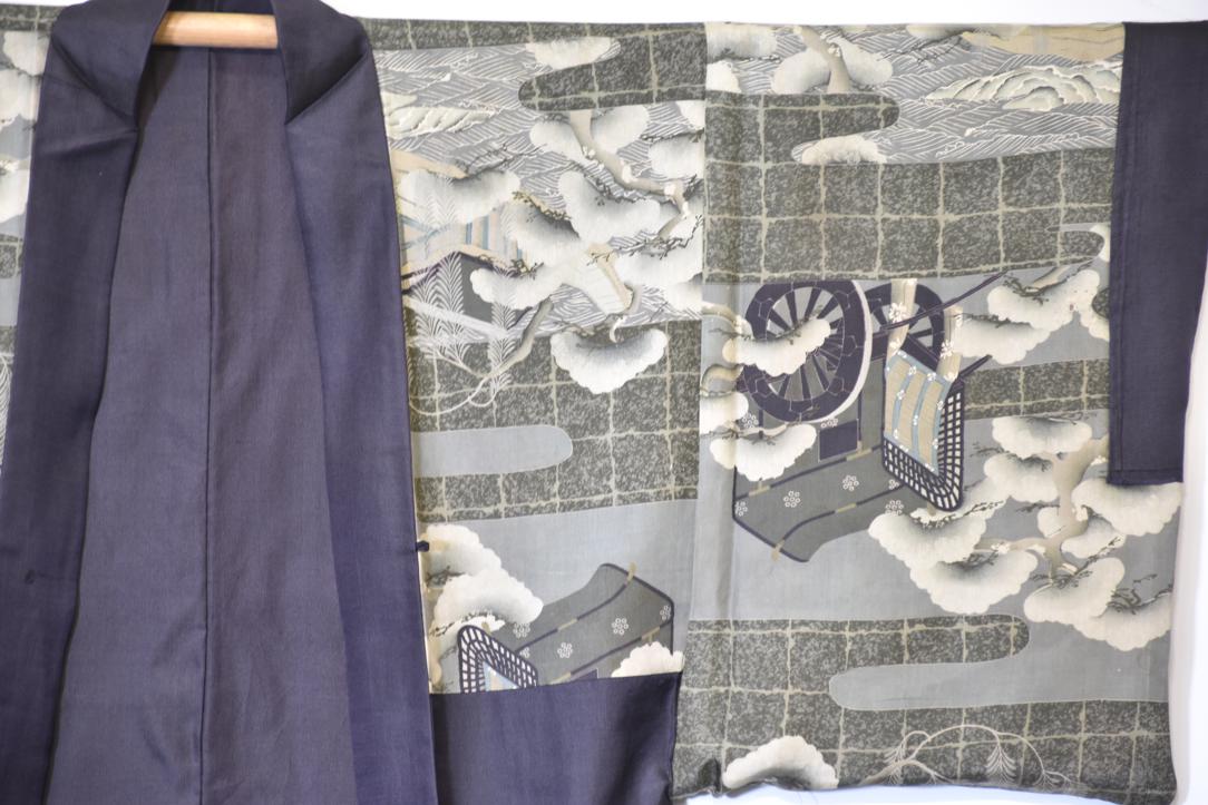 Japanese Landscapes Black Silk Man's Haori - Image 6