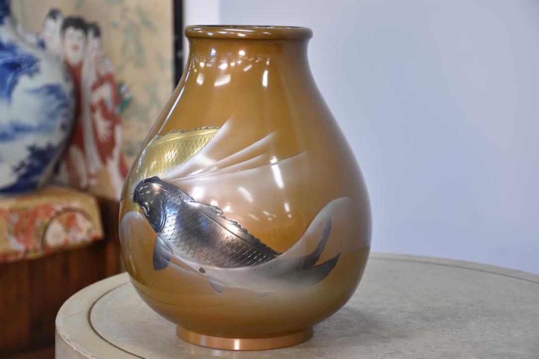 Japanese Bronze Koi Vase Height:300mm - Image 7