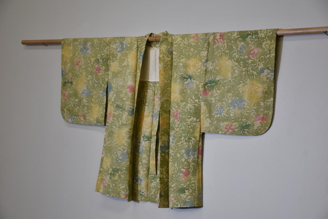 Green Crush Silk Vintage Haori Jacket - Image 5