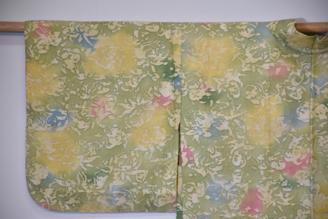 Green Crush Silk Vintage Haori Jacket - Image 6