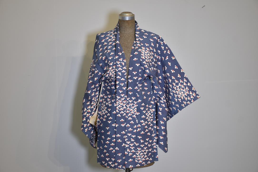 Rich Blue Silk Vintage Haori Jacket - Image 4