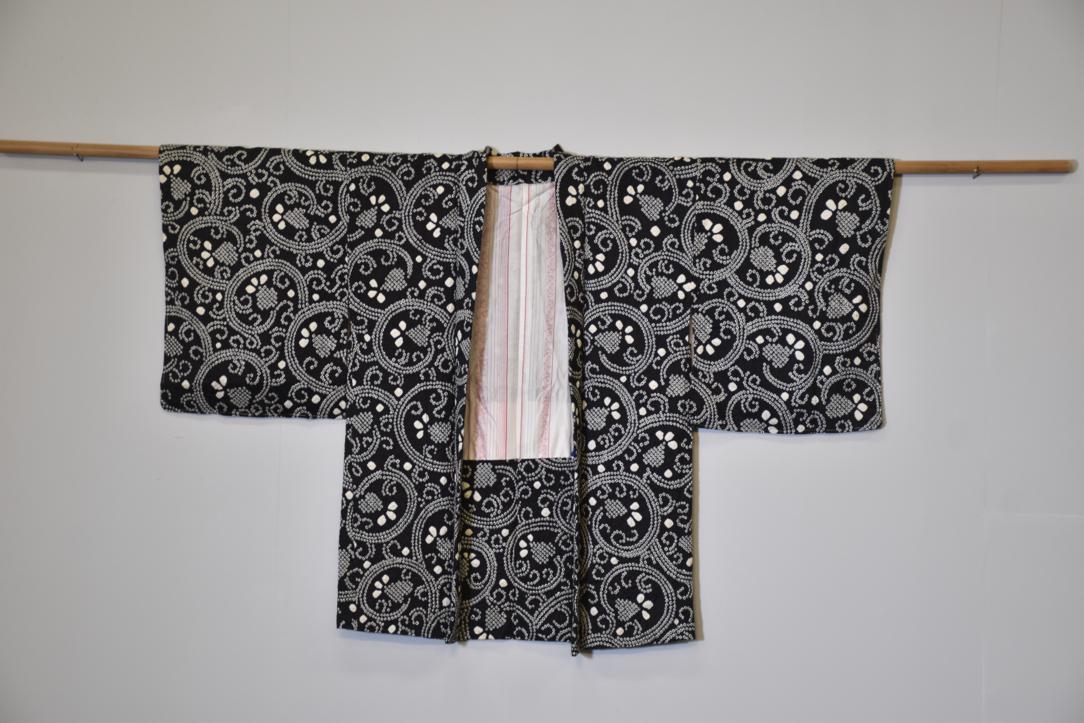 Black & White Shibori Elegance Silk Vintage Haori Jacket