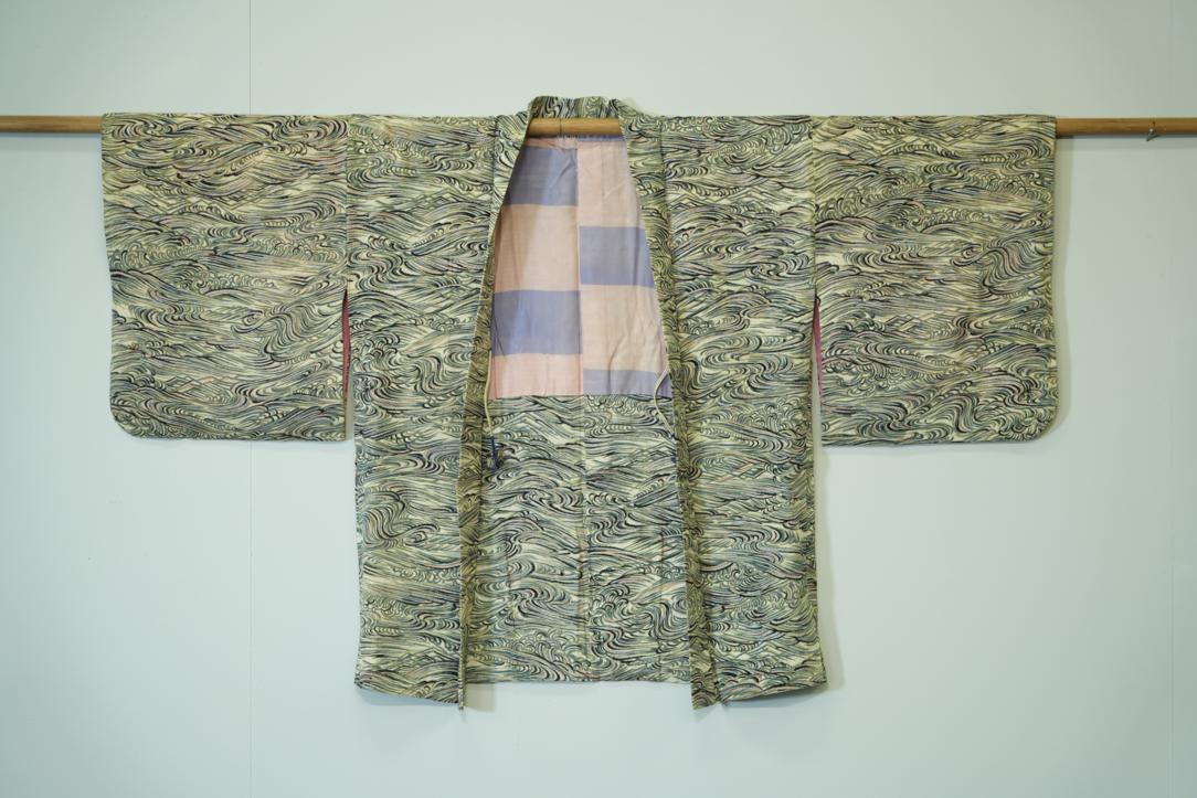 Green Ocean Swirls Japanese Haori Jacket