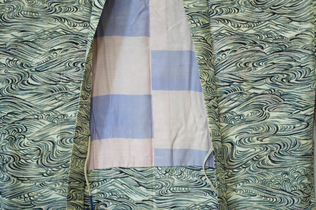 Green Ocean Swirls Japanese Haori Jacket - Image 3