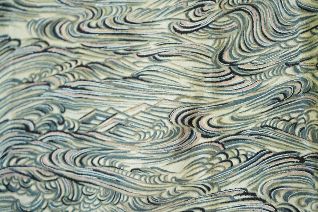 Green Ocean Swirls Japanese Haori Jacket - Image 2
