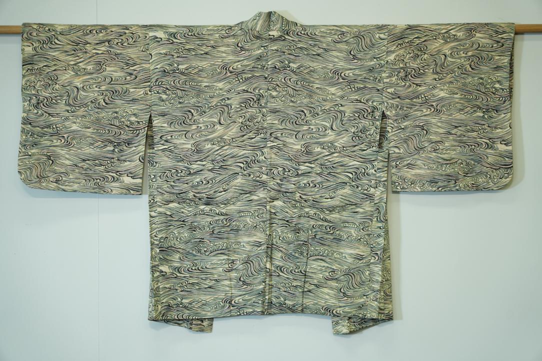 Green Ocean Swirls Japanese Haori Jacket - Image 4