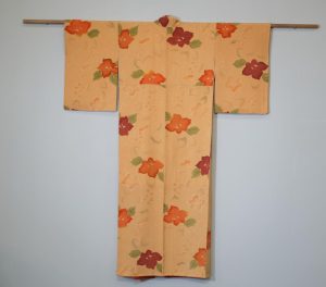 Golden Floral Japanese Silk Kimono