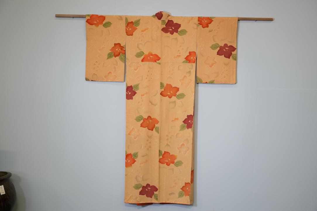 Golden Floral Japanese Silk Kimono