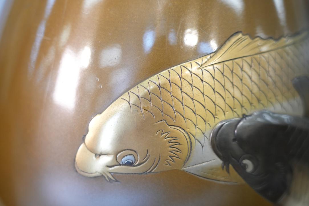 Japanese Bronze Koi Vase Height:245mm - Image 7